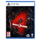 PlayStation 5 game case for 'Back 4 Blood' with action场面 design on a white background